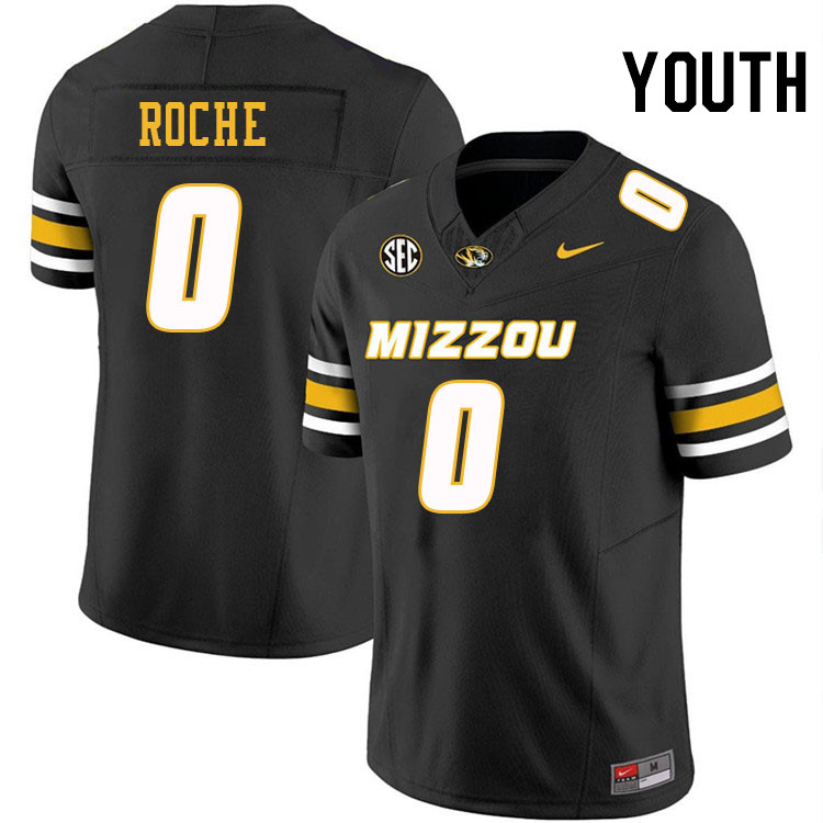 Youth #0 Phillip Roche Missouri Tigers College Football Jerseys Stitched-Black